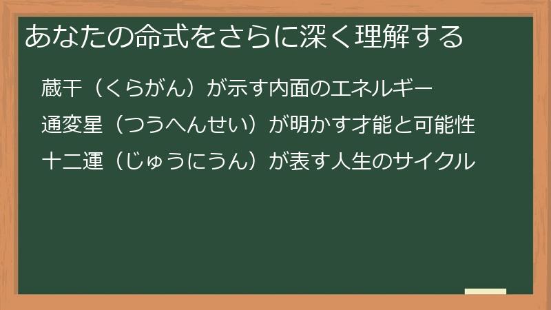 あなたの命式をさらに深く理解する