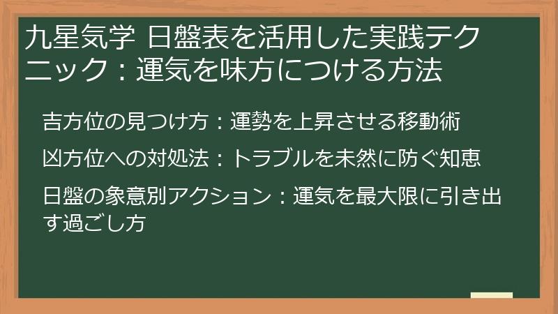 九星気学 日盤表を活用した実践テクニック：運気を味方につける方法