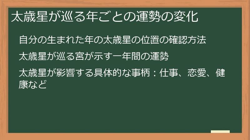 太歳星が巡る年ごとの運勢の変化