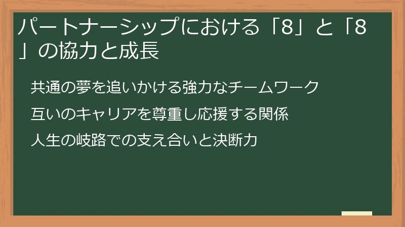 パートナーシップにおける「8」と「8」の協力と成長