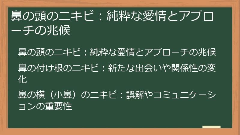 鼻の頭のニキビ：純粋な愛情とアプローチの兆候