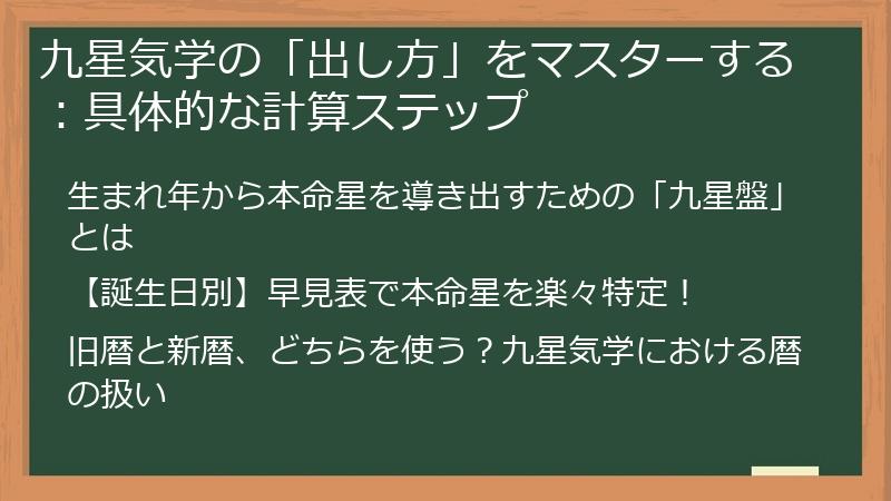 九星気学の「出し方」をマスターする：具体的な計算ステップ