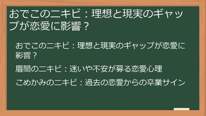 おでこのニキビ：理想と現実のギャップが恋愛に影響？