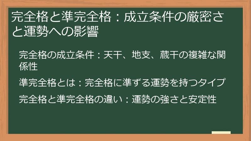 完全格と準完全格：成立条件の厳密さと運勢への影響