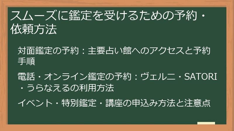 スムーズに鑑定を受けるための予約・依頼方法