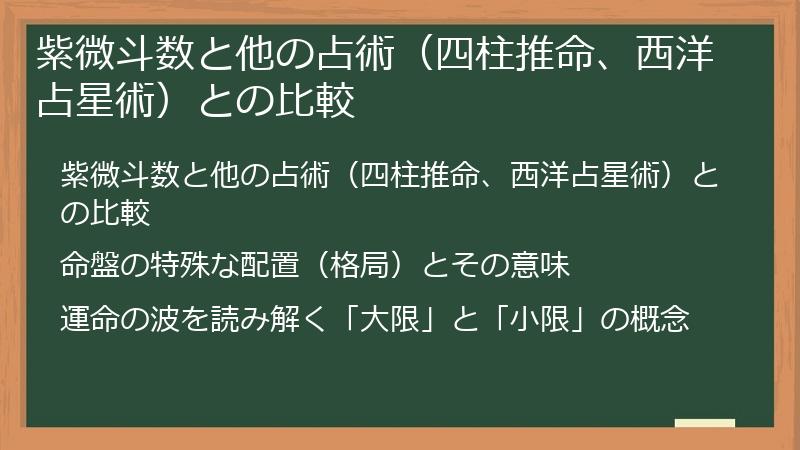 紫微斗数と他の占術（四柱推命、西洋占星術）との比較