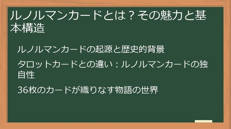 ルノルマンカードとは？その魅力と基本構造