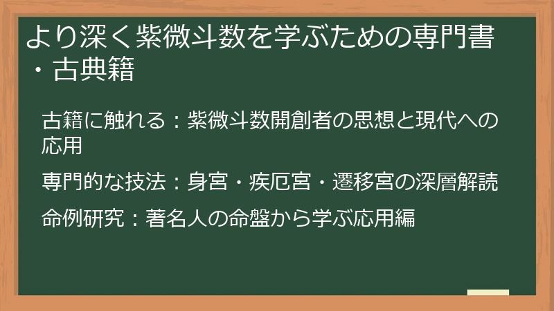 より深く紫微斗数を学ぶための専門書・古典籍
