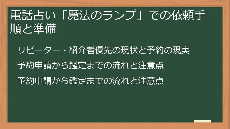 電話占い「魔法のランプ」での依頼手順と準備