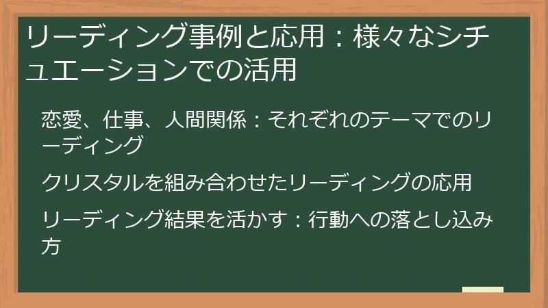リーディング事例と応用：様々なシチュエーションでの活用