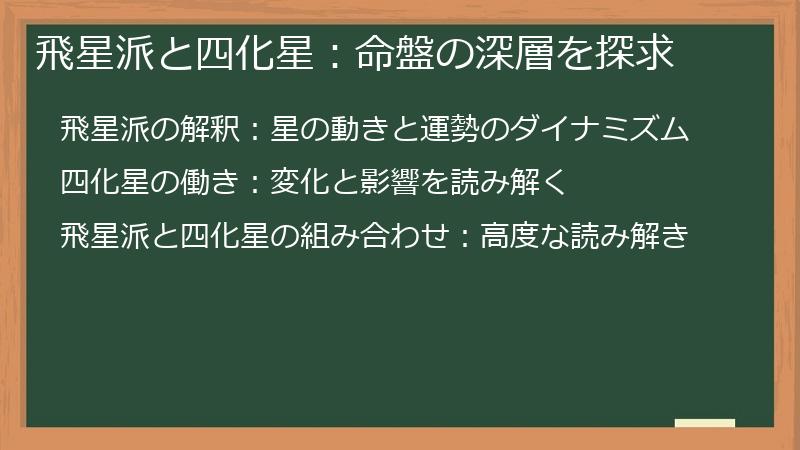 飛星派と四化星：命盤の深層を探求
