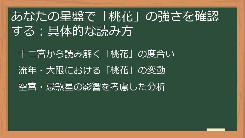 あなたの星盤で「桃花」の強さを確認する:具体的な読み方
