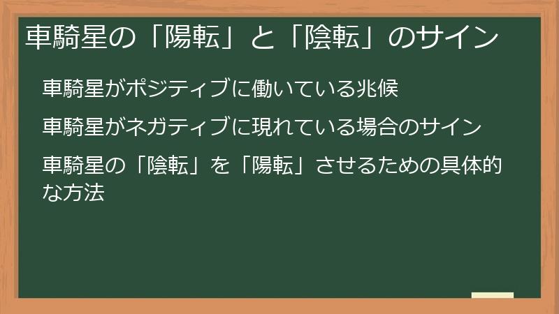 車騎星の「陽転」と「陰転」のサイン