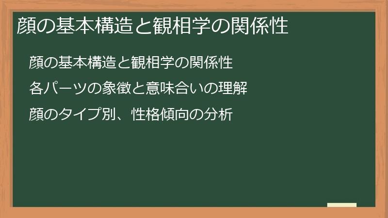顔の基本構造と観相学の関係性