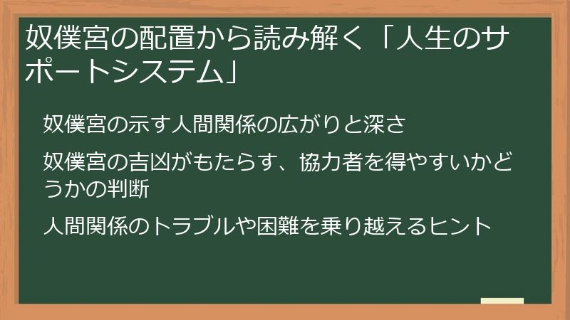 奴僕宮の配置から読み解く「人生のサポートシステム」