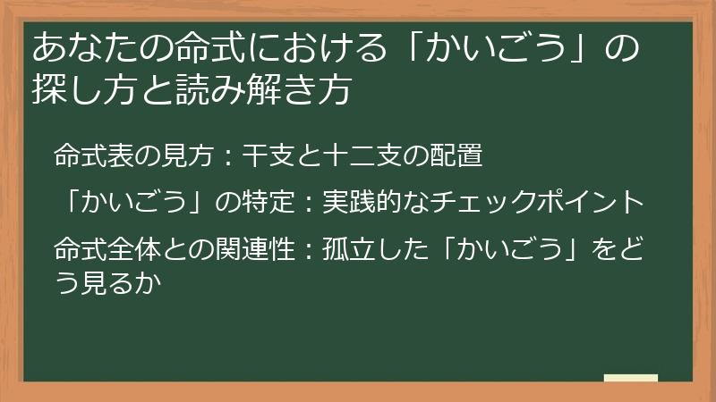 あなたの命式における「かいごう」の探し方と読み解き方