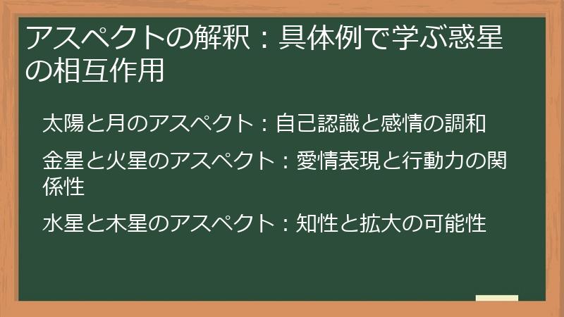 アスペクトの解釈：具体例で学ぶ惑星の相互作用