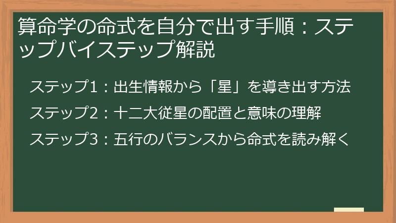 算命学の命式を自分で出す手順：ステップバイステップ解説