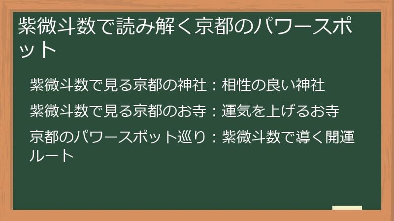 紫微斗数で読み解く京都のパワースポット