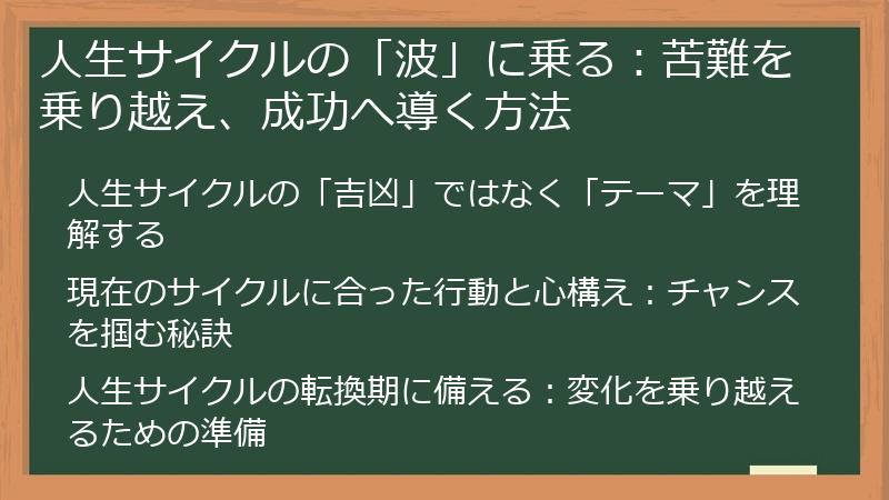人生サイクルの「波」に乗る：苦難を乗り越え、成功へ導く方法