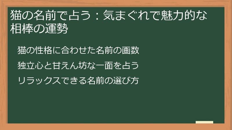 猫の名前で占う：気まぐれで魅力的な相棒の運勢