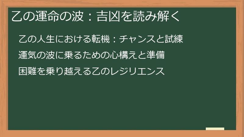 乙の運命の波：吉凶を読み解く