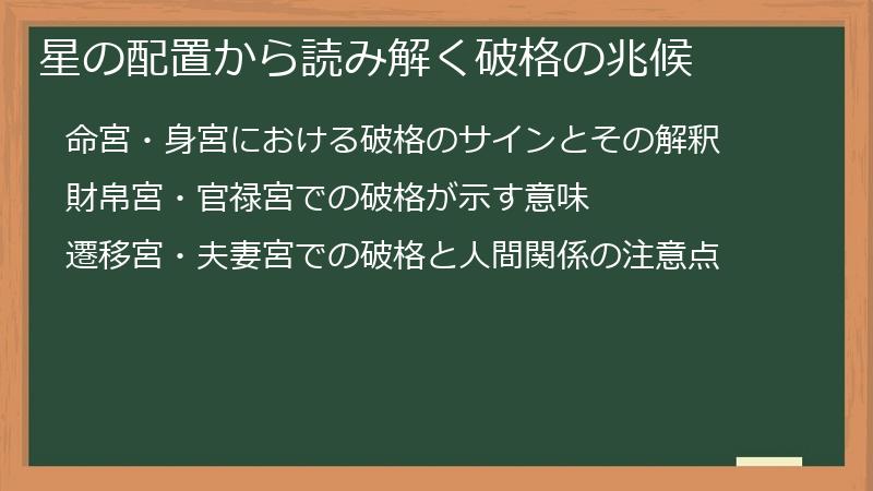 星の配置から読み解く破格の兆候