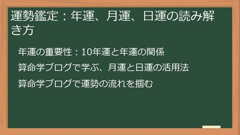 運勢鑑定：年運、月運、日運の読み解き方