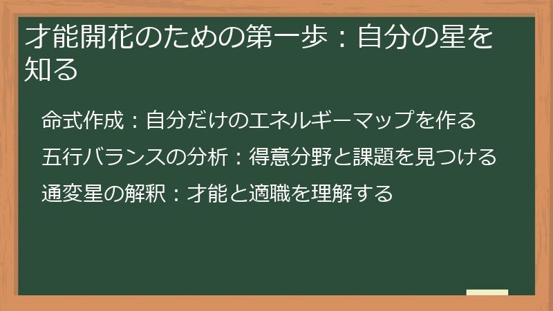 才能開花のための第一歩：自分の星を知る