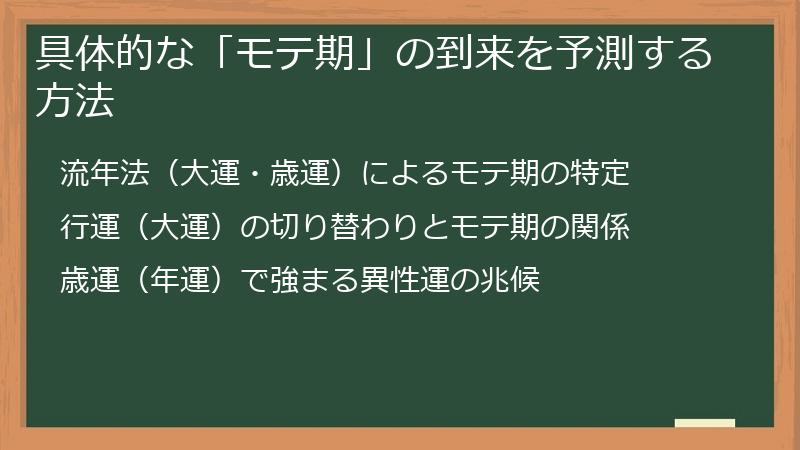 具体的な「モテ期」の到来を予測する方法