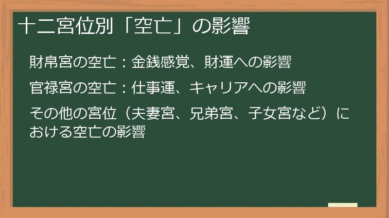 十二宮位別「空亡」の影響