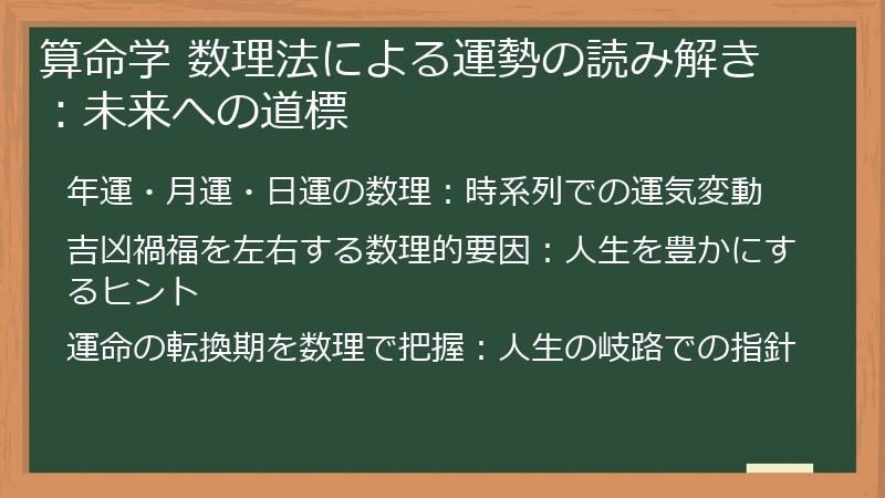 算命学 数理法による運勢の読み解き：未来への道標