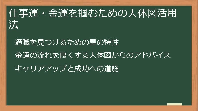 仕事運・金運を掴むための人体図活用法