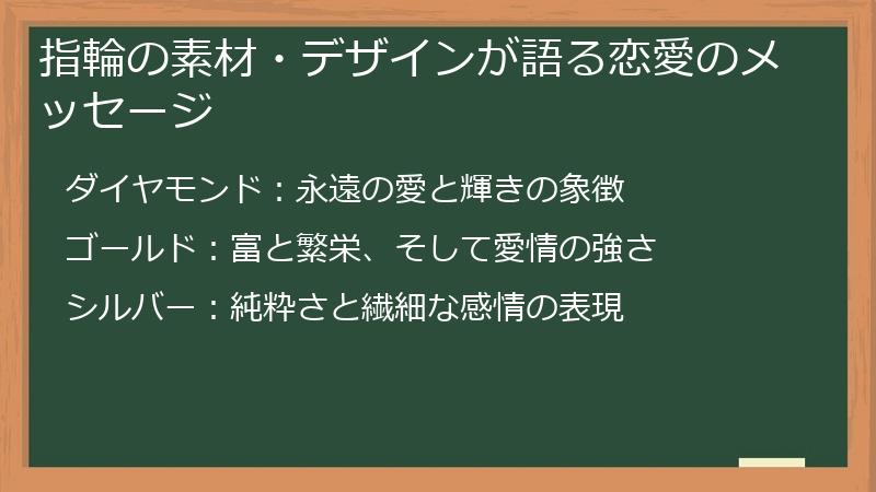 指輪の素材・デザインが語る恋愛のメッセージ