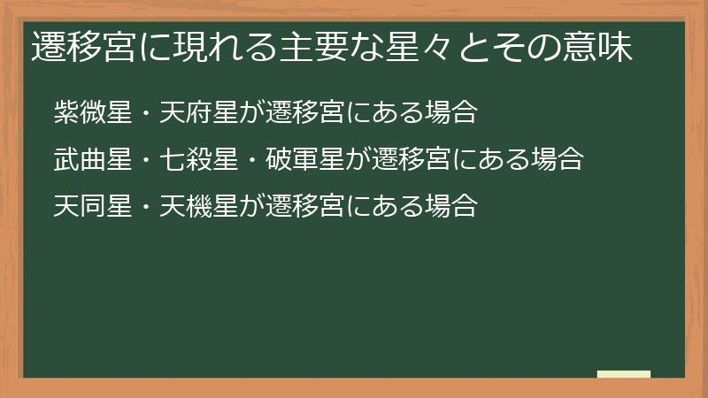 遷移宮に現れる主要な星々とその意味
