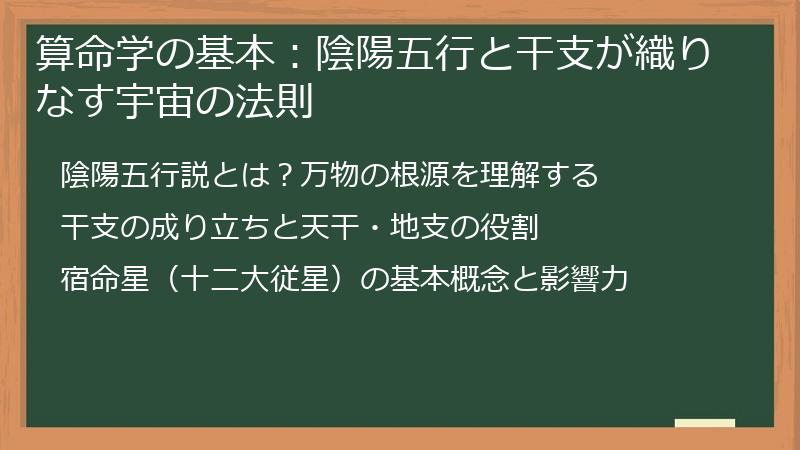 算命学の基本：陰陽五行と干支が織りなす宇宙の法則