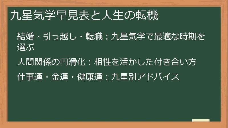 九星気学早見表と人生の転機