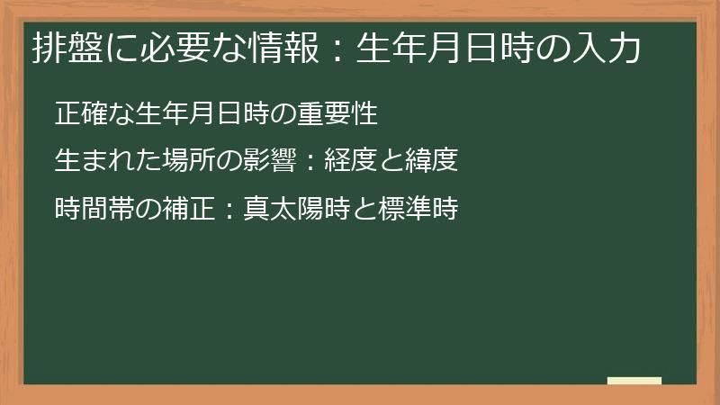 排盤に必要な情報：生年月日時の入力