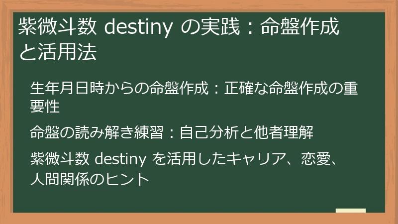 紫微斗数 destiny の実践：命盤作成と活用法