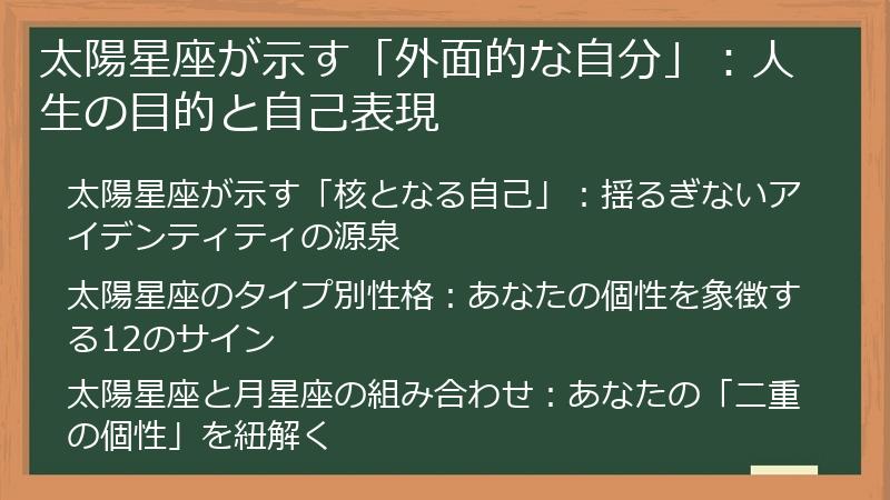 太陽星座が示す「外面的な自分」：人生の目的と自己表現