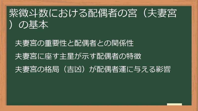 紫微斗数における配偶者の宮（夫妻宮）の基本