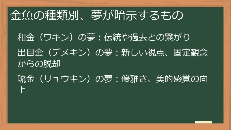 金魚の種類別、夢が暗示するもの