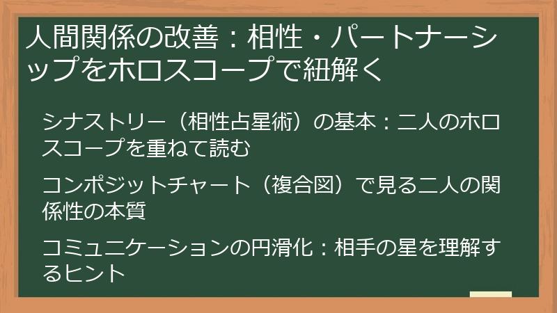 人間関係の改善：相性・パートナーシップをホロスコープで紐解く