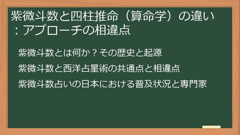 紫微斗数と四柱推命(算命学)の違い:アプローチの相違点