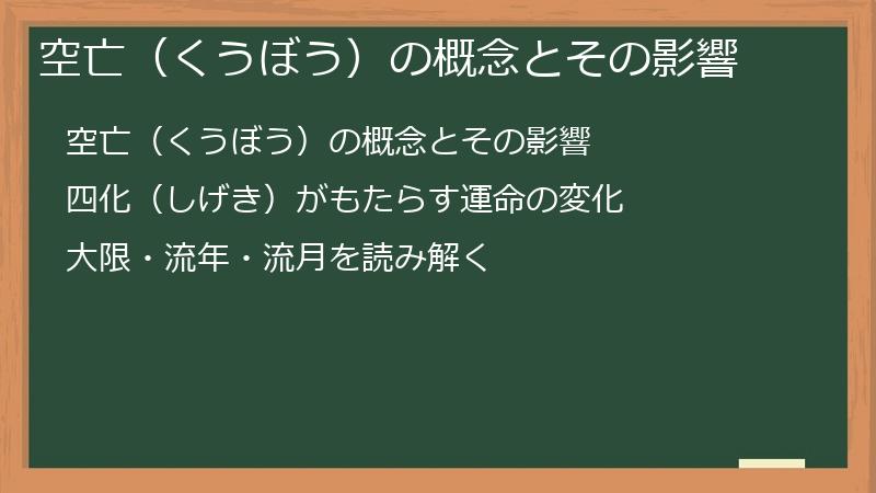 空亡（くうぼう）の概念とその影響