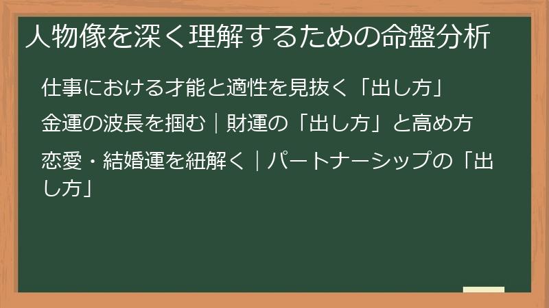 人物像を深く理解するための命盤分析