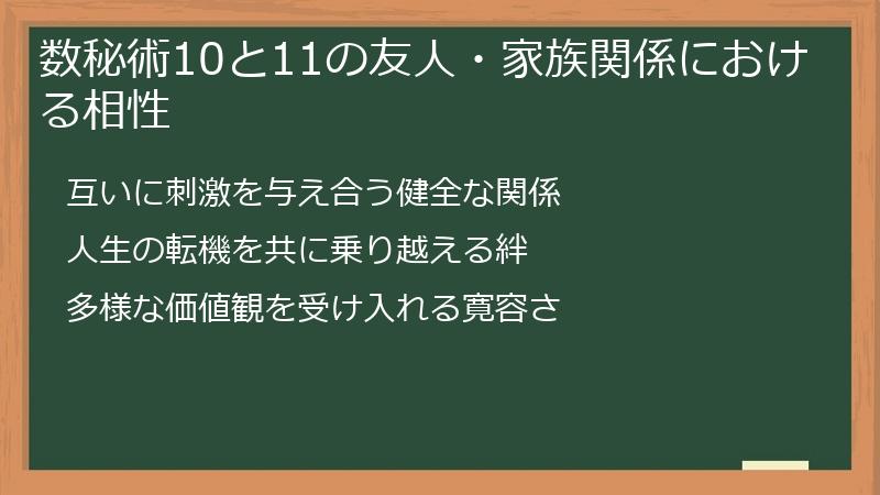 数秘術10と11の友人・家族関係における相性