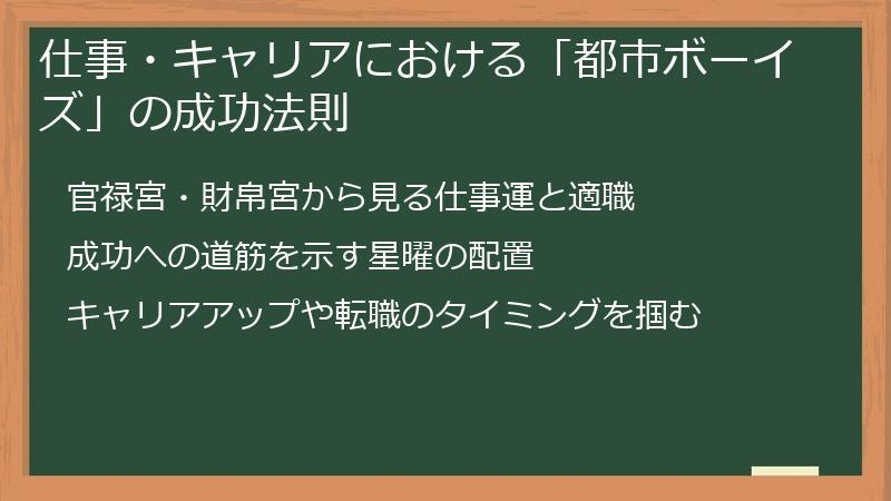 仕事・キャリアにおける「都市ボーイズ」の成功法則