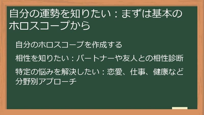 自分の運勢を知りたい：まずは基本のホロスコープから