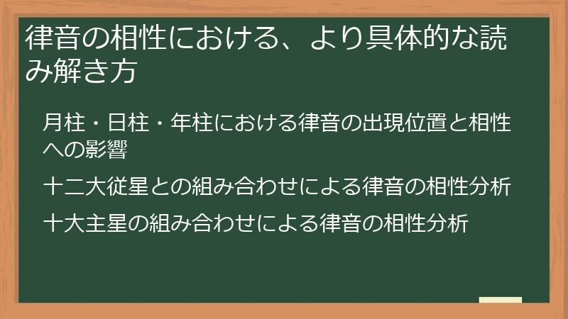 律音の相性における、より具体的な読み解き方
